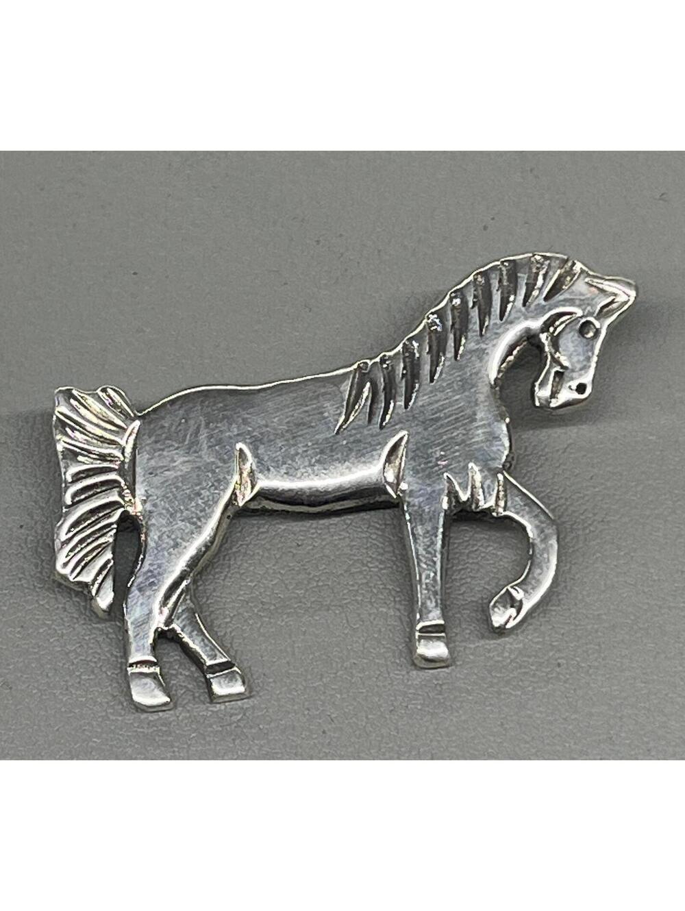 Native American Navajo handmade sterling silver horse pin western style